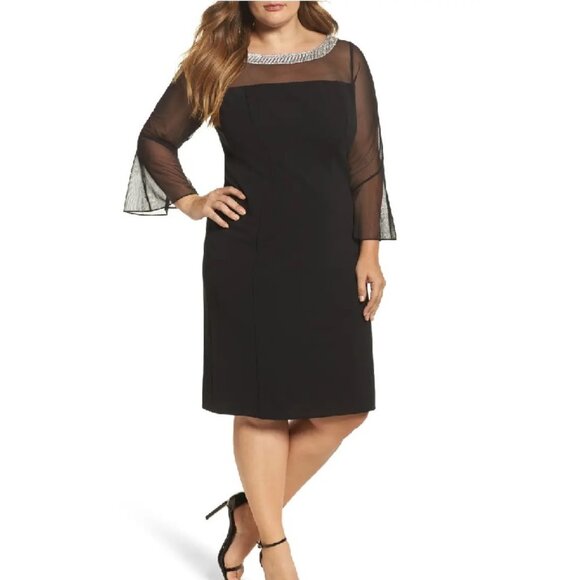 Alex Evenings Plus Size Embellished Illusion Dress - Picture 1 of 3